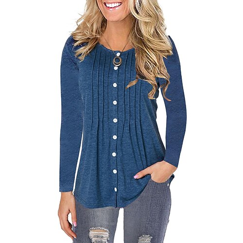 Mulheres Camisa Social Areia vermelha Preto Azul Tecido Botão Manga Longa Casual Básico Decote Redondo Padrão S
Mulheres Camisa Social Areia vermelha Preto Azul Tecido Botão Manga Longa Casual Básico Decote Redondo Padrão S