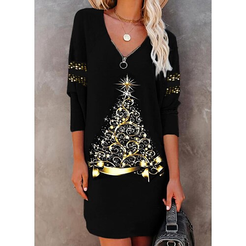 Women's Sheath Dress Black Dress Mini Dress Black 3/4 Length Sleeve Print Print Winter Fall V Neck Stylish Modern Christmas 2022 S M L XL 2XL 3XL
Women's Sheath Dress Black Dress Mini Dress Black 3/4 Length Sleeve Print Print Winter Fall V Neck Stylish Modern Christmas 2022 S M L XL 2XL 3XL