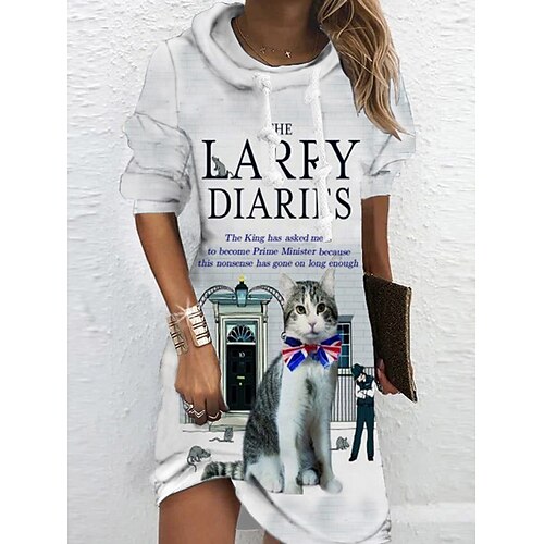 Women's Hoodie Dress Winter Dress Mini Dress Gray Long Sleeve Animal Cat Letter Print Winter Fall Hooded Vacation Casual Fall Dress 2022 S M L XL XXL 3XL
Women's Hoodie Dress Winter Dress Mini Dress Gray Long Sleeve Animal Cat Letter Print Winter Fall Hooded Vacation Casual Fall Dress 2022 S M L XL XXL 3XL