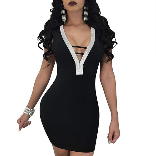 Women's Party Dress Sweater Dress Sheath Dress Mini Dress Black black Royal blue Royal blue Wine red wine red Sleeveless Pure Color Patchwork Winter Fall Autumn V Neck Party Slim 2022 S M L XL
Women's Party Dress Sweater Dress Sheath Dress Mini Dress Black black Royal blue Royal blue Wine red wine red Sleeveless Pure Color Patchwork Winter Fall Autumn V Neck Party Slim 2022 S M L XL