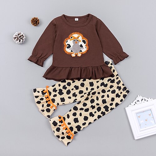 Kids Girls' T-shirt Pants Clothing Set 2 Pieces Long Sleeve Brown Graphic Street Vacation Fashion Daily 2-6 Years
Kids Girls' T-shirt Pants Clothing Set 2 Pieces Long Sleeve Brown Graphic Street Vacation Fashion Daily 2-6 Years