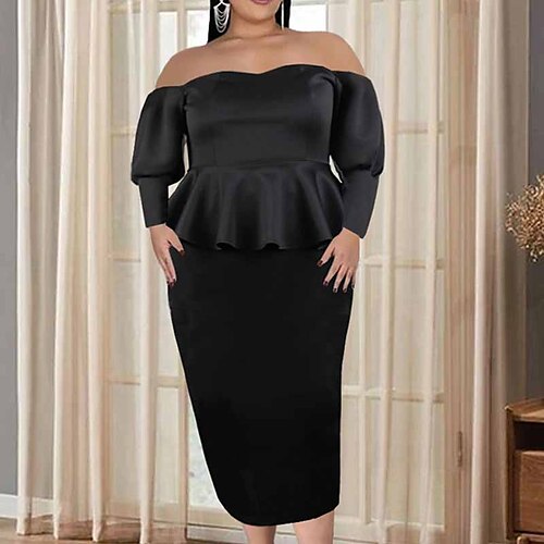 Women's Plus Size Party Dress Solid Color Off Shoulder Ruffle Short Sleeve Winter Fall Work Elegant Formal Prom Dress Midi Dress Formal Party Dress
Women's Plus Size Party Dress Solid Color Off Shoulder Ruffle Short Sleeve Winter Fall Work Elegant Formal Prom Dress Midi Dress Formal Party Dress