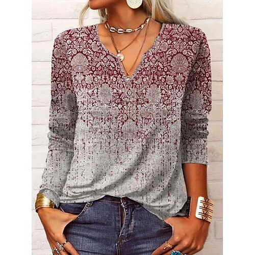 Women's Shirt Wine Khaki Red Graphic Button Print Long Sleeve Daily Weekend Streetwear Casual V Neck Regular S
Women's Shirt Wine Khaki Red Graphic Button Print Long Sleeve Daily Weekend Streetwear Casual V Neck Regular S