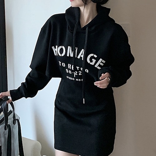 Women's Hoodie Dress Winter Dress Black Long Sleeve Letter Hollow Out Winter Fall Hooded Casual Fall Dress Slim 2022 S M L XL / Black Dress
Women's Hoodie Dress Winter Dress Black Long Sleeve Letter Hollow Out Winter Fall Hooded Casual Fall Dress Slim 2022 S M L XL / Black Dress