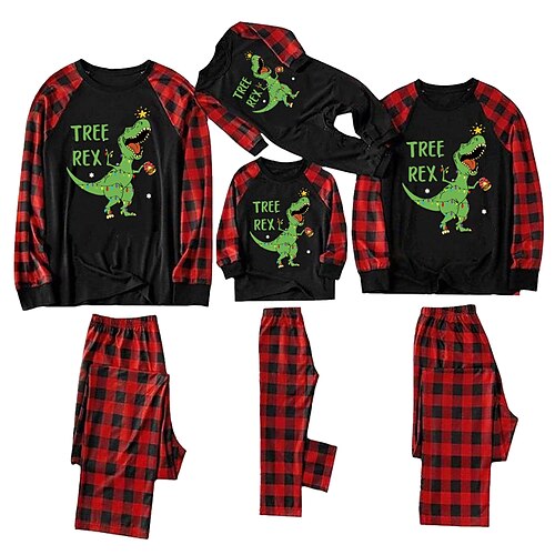 Family Look Christmas Pajamas Plaid Letter Dinosaur Home Red Gray White Long Sleeve Basic Matching Outfits
Family Look Christmas Pajamas Plaid Letter Dinosaur Home Red Gray White Long Sleeve Basic Matching Outfits
