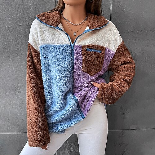 Women's Sherpa jacket Fleece Jacket Teddy Coat Warm Breathable Outdoor Daily Wear Vacation Going out Zipper Pocket Zipper Hoodie Active Comfortable Plush Color Block Regular Fit Outerwear Long Sleeve
Women's Sherpa jacket Fleece Jacket Teddy Coat Warm Breathable Outdoor Daily Wear Vacation Going out Zipper Pocket Zipper Hoodie Active Comfortable Plush Color Block Regular Fit Outerwear Long Sleeve