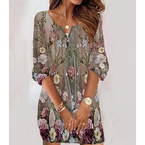 Women's Casual Dress Khaki Long Sleeve Floral Zipper Fall Crew Neck Modern Winter Dress Fall Dress 2022 S M L XL 2XL 3XL 4XL 5XL 6XL
Women's Casual Dress Khaki Long Sleeve Floral Zipper Fall Crew Neck Modern Winter Dress Fall Dress 2022 S M L XL 2XL 3XL 4XL 5XL 6XL