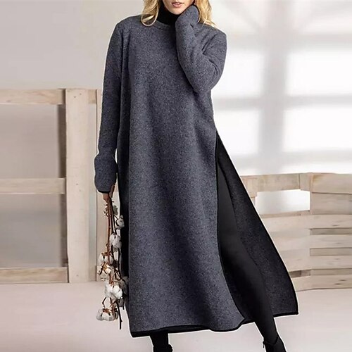 Women's Sweater Dress Winter Dress Casual Dress Midi Dress Black Army Green Gray Long Sleeve Pure Color Split Knit Winter Fall Crew Neck Turtleneck Casual Mature 2022 S M L XL XXL 3XL 4XL
Women's Sweater Dress Winter Dress Casual Dress Midi Dress Black Army Green Gray Long Sleeve Pure Color Split Knit Winter Fall Crew Neck Turtleneck Casual Mature 2022 S M L XL XXL 3XL 4XL
