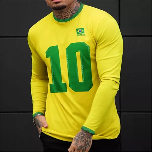 Men's T shirt Tee Graphic Prints Crew Neck Yellow 3D Print World Cup Outdoor Street Long Sleeve Print Clothing Apparel Basic Sports Designer Casual
Men's T shirt Tee Graphic Prints Crew Neck Yellow 3D Print World Cup Outdoor Street Long Sleeve Print Clothing Apparel Basic Sports Designer Casual