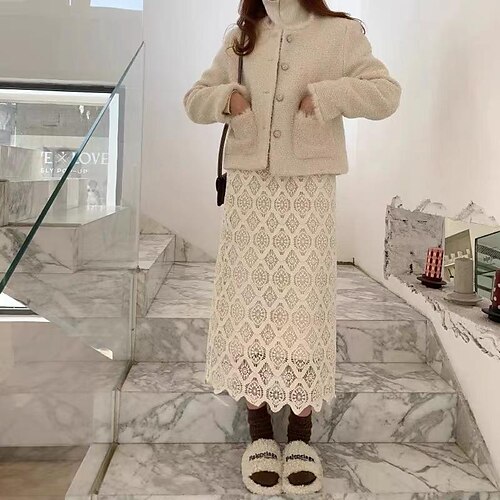 Women's Skirt Midi Polyester Apricot Skirts Lace Split Fashion Casual Daily Weekend One-Size
Women's Skirt Midi Polyester Apricot Skirts Lace Split Fashion Casual Daily Weekend One-Size