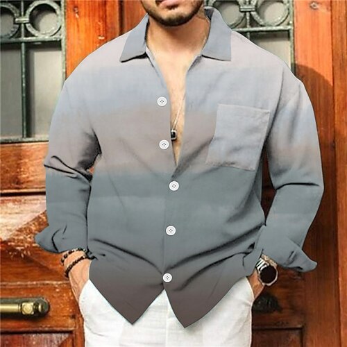 Men's Shirt Gradient Turndown Gray 3D Print Outdoor Street Long Sleeve Button-Down Print Clothing Apparel Fashion Designer Casual Breathable
Men's Shirt Gradient Turndown Gray 3D Print Outdoor Street Long Sleeve Button-Down Print Clothing Apparel Fashion Designer Casual Breathable