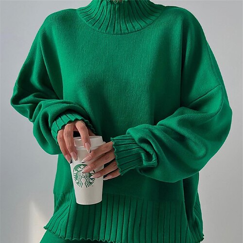 Women's Pullover Sweater jumper Jumper Ribbed Knit Knitted Pure Color Turtleneck Stylish Casual Outdoor Daily Winter Fall Green Blue S M L / Long Sleeve
Women's Pullover Sweater jumper Jumper Ribbed Knit Knitted Pure Color Turtleneck Stylish Casual Outdoor Daily Winter Fall Green Blue S M L / Long Sleeve