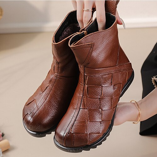 Women's Boots Outdoor Daily Comfort Shoes Booties Ankle Boots Winter Flat Heel Round Toe Casual Minimalism Leather Zipper Solid Colored Black Brown
Women's Boots Outdoor Daily Comfort Shoes Booties Ankle Boots Winter Flat Heel Round Toe Casual Minimalism Leather Zipper Solid Colored Black Brown
