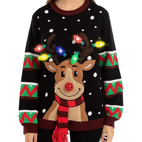 Women's Ugly Sweater Pullover Sweater jumper Jumper Ribbed Knit Knitted Elk Crew Neck Stylish Casual Outdoor Christmas Winter Fall Black Red S M L / Long Sleeve
Women's Ugly Sweater Pullover Sweater jumper Jumper Ribbed Knit Knitted Elk Crew Neck Stylish Casual Outdoor Christmas Winter Fall Black Red S M L / Long Sleeve