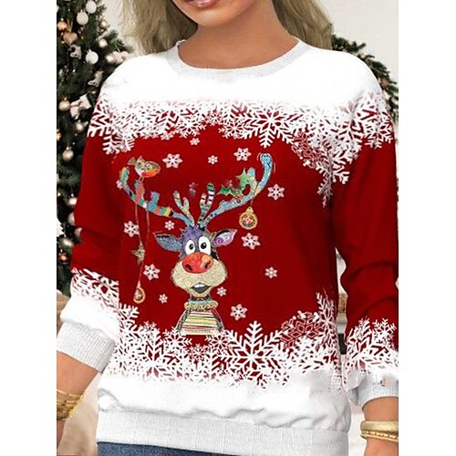 Women's Plus Size Christmas Tops T shirt Tee Plaid Deer Print Long Sleeve Crew Neck Casual Festival Daily Polyester Winter Fall Wine Red
Women's Plus Size Christmas Tops T shirt Tee Plaid Deer Print Long Sleeve Crew Neck Casual Festival Daily Polyester Winter Fall Wine Red