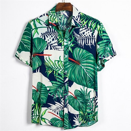Men's Shirt Leaves Turndown Green Outdoor Daily Short Sleeve Button-Down Print Clothing Apparel Cotton Casual Comfortable Beach / Summer
Men's Shirt Leaves Turndown Green Outdoor Daily Short Sleeve Button-Down Print Clothing Apparel Cotton Casual Comfortable Beach / Summer