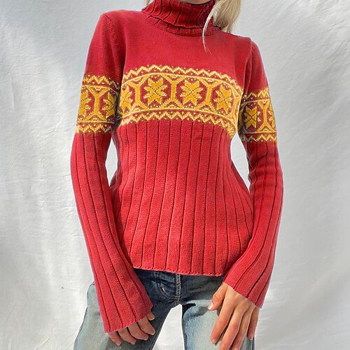 Women's Ugly Sweater Pullover Sweater jumper Jumper Ribbed Knit Knitted Snowflake Turtleneck Stylish Casual Outdoor Christmas Winter Fall Red Black S M L / Long Sleeve
Women's Ugly Sweater Pullover Sweater jumper Jumper Ribbed Knit Knitted Snowflake Turtleneck Stylish Casual Outdoor Christmas Winter Fall Red Black S M L / Long Sleeve