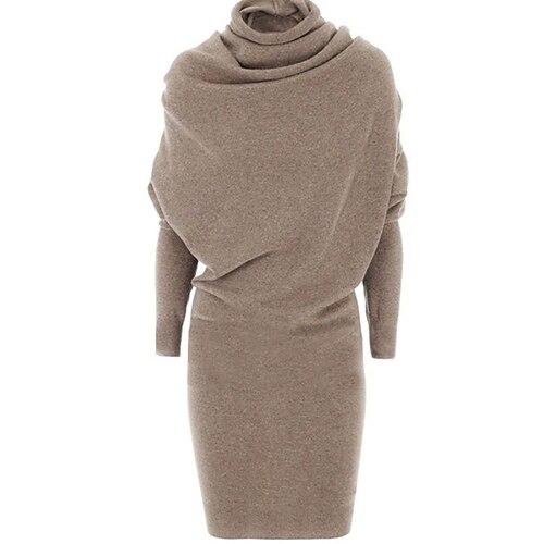 Women's Sweater Dress Bodycon Midi Dress Khaki Long Sleeve Pure Color Ruched Knit Winter Fall Stand Collar Stylish Modern Fall Dress 2022 S M L XL XXL 3XL / Winter Dress
Women's Sweater Dress Bodycon Midi Dress Khaki Long Sleeve Pure Color Ruched Knit Winter Fall Stand Collar Stylish Modern Fall Dress 2022 S M L XL XXL 3XL / Winter Dress