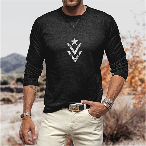 Men's T shirt Tee Star Crew Neck Black Print Street Sports Long Sleeve Print Clothing Apparel Fashion Designer Casual Comfortable
Men's T shirt Tee Star Crew Neck Black Print Street Sports Long Sleeve Print Clothing Apparel Fashion Designer Casual Comfortable