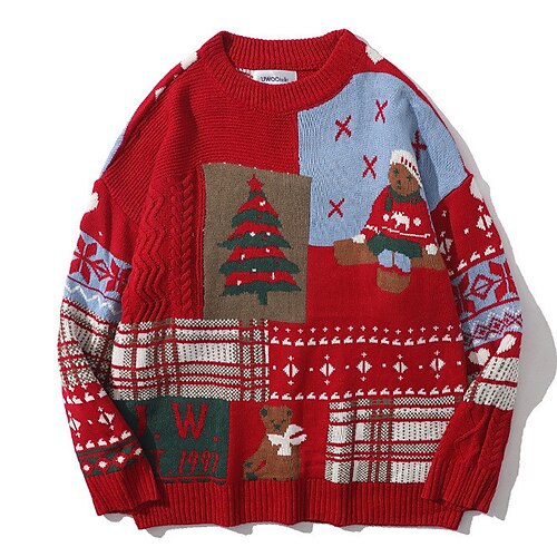 Women's Ugly Christmas Sweater Pullover Sweater Jumper Ribbed Knit Knitted Color Block Crew Neck Stylish Casual Outdoor Christmas Winter Fall Red White M L XL / Long Sleeve / Weekend / Holiday
Women's Ugly Christmas Sweater Pullover Sweater Jumper Ribbed Knit Knitted Color Block Crew Neck Stylish Casual Outdoor Christmas Winter Fall Red White M L XL / Long Sleeve / Weekend / Holiday