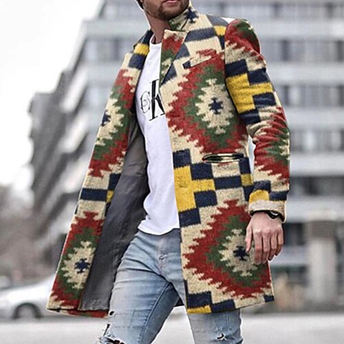 Men's Coat With Pockets Daily Wear Vacation Going out Single Breasted Turndown Streetwear Sport Casual Jacket Outerwear Geometry Front Pocket Button-Down Print khaki / Long Sleeve
Men's Coat With Pockets Daily Wear Vacation Going out Single Breasted Turndown Streetwear Sport Casual Jacket Outerwear Geometry Front Pocket Button-Down Print khaki / Long Sleeve