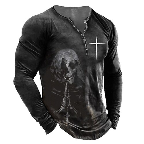 Men's T shirt Tee Henley Shirt Tee Graphic Skull Henley Black 3D Print Outdoor Daily Long Sleeve Button-Down Print Clothing Apparel Basic Designer Classic Comfortable / Sports
Men's T shirt Tee Henley Shirt Tee Graphic Skull Henley Black 3D Print Outdoor Daily Long Sleeve Button-Down Print Clothing Apparel Basic Designer Classic Comfortable / Sports
