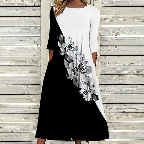 Women's Casual Dress Shift Dress Midi Dress Black 3/4 Length Sleeve Floral Ruched Winter Fall 2022 S M L XL XXL 3XL
Women's Casual Dress Shift Dress Midi Dress Black 3/4 Length Sleeve Floral Ruched Winter Fall 2022 S M L XL XXL 3XL