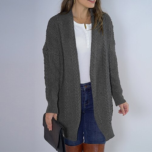 Women's Cardigan Sweater Jumper Cable Knit Tunic Knitted Pure Color Open Front Stylish Casual Outdoor Daily Winter Fall Dark Gray Beige S M L / Long Sleeve / Regular Fit / Going out
Women's Cardigan Sweater Jumper Cable Knit Tunic Knitted Pure Color Open Front Stylish Casual Outdoor Daily Winter Fall Dark Gray Beige S M L / Long Sleeve / Regular Fit / Going out