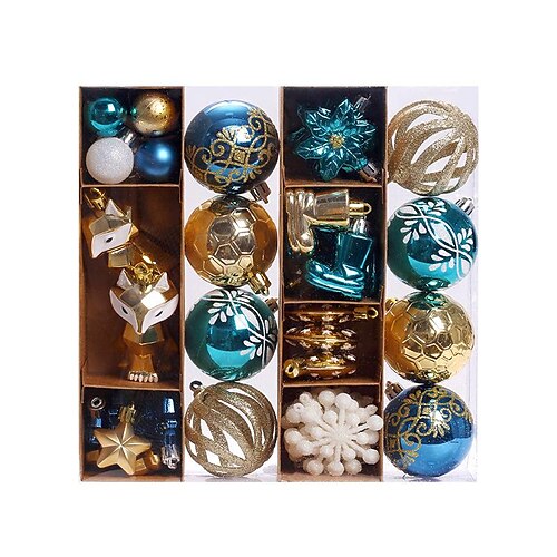 Cross-Border New Products Christmas Decorations 50 Blue And Gold Painted Christmas Balls Set Christmas Tree Decoration Balls
Cross-Border New Products Christmas Decorations 50 Blue And Gold Painted Christmas Balls Set Christmas Tree Decoration Balls