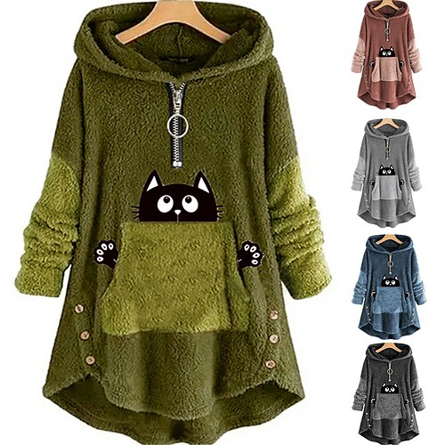 Women's Zip Hoodie Sweatshirt Sherpa Fleece Teddy Zipper Front Pocket Green Blue Pink Cat Street Hoodie Long Sleeve S M L XL 2XL 3XL
Women's Zip Hoodie Sweatshirt Sherpa Fleece Teddy Zipper Front Pocket Green Blue Pink Cat Street Hoodie Long Sleeve S M L XL 2XL 3XL