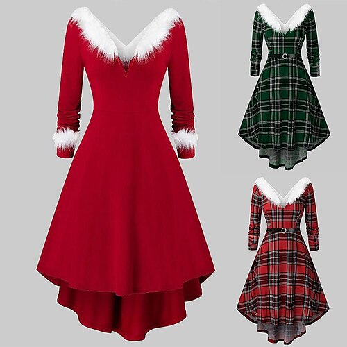 

Audrey Hepburn Retro Vintage 1950s Christmas flare Cocktail Dress Vintage Dress Dailywear Fall & Winter Dress Women's Adults' Slim Fit Costume Vintage Cosplay Event / Party Long Sleeve Knee Length