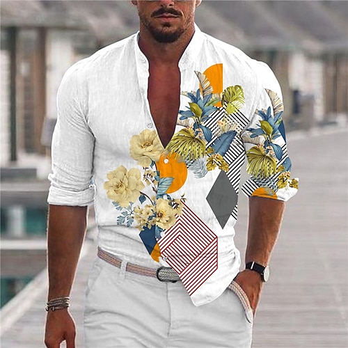 Men's Shirt Floral Stand Collar White 3D Print Outdoor Street Long Sleeve Button-Down Print Clothing Apparel Fashion Designer Casual Breathable
Men's Shirt Floral Stand Collar White 3D Print Outdoor Street Long Sleeve Button-Down Print Clothing Apparel Fashion Designer Casual Breathable