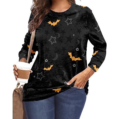 Women's Plus Size Tops Pullover Sweatshirt Moon Bat Patchwork Print Long Sleeve Crewneck Casual Daily Going out Polyester Fall Winter Black
Women's Plus Size Tops Pullover Sweatshirt Moon Bat Patchwork Print Long Sleeve Crewneck Casual Daily Going out Polyester Fall Winter Black