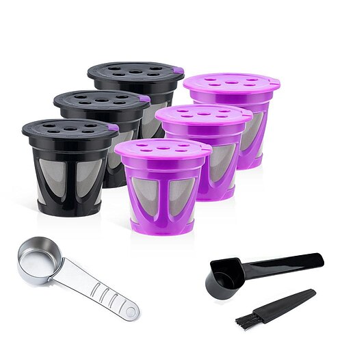Reusable K Cups, 6 Pack Universal Fit Reusable Coffee Filters with Food Grade Stainless Steel Mesh Eco-Friendly Coffee Pods
Reusable K Cups, 6 Pack Universal Fit Reusable Coffee Filters with Food Grade Stainless Steel Mesh Eco-Friendly Coffee Pods