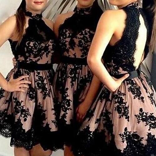 A-Line Bridesmaid Dress Halter Neck Sleeveless Beautiful Back Knee Length Lace / Tulle with Lace / Bow(s) 2022
A-Line Bridesmaid Dress Halter Neck Sleeveless Beautiful Back Knee Length Lace / Tulle with Lace / Bow(s) 2022