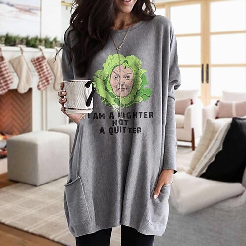 Mulheres Camiseta Cinzento Gráfico Bolsos Imprimir Manga Longa Diário Final de semana Básico Decote Redondo Longo Pintura S
Mulheres Camiseta Cinzento Gráfico Bolsos Imprimir Manga Longa Diário Final de semana Básico Decote Redondo Longo Pintura S