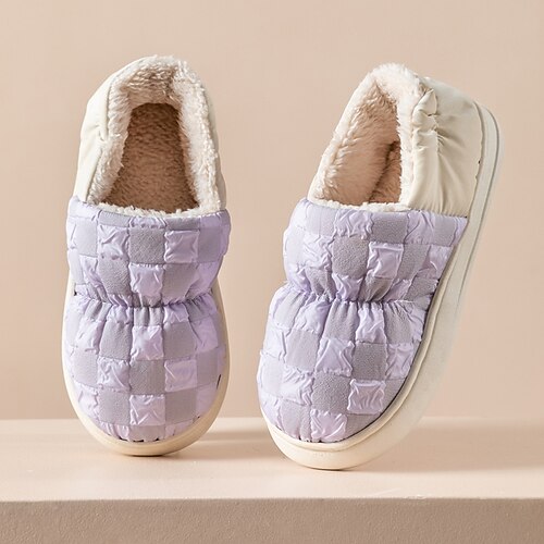 Women's Slippers Home House Slippers Indoor Shoes Warm Slippers Winter Flat Heel Round Toe Casual Canvas Loafer Plaid Light Purple Yellow Rosy Pink
Women's Slippers Home House Slippers Indoor Shoes Warm Slippers Winter Flat Heel Round Toe Casual Canvas Loafer Plaid Light Purple Yellow Rosy Pink