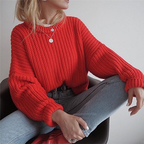 Damen Pullover Strickwaren Gerippt Stricken Strick Einfarbig Rundhalsausschnitt Stilvoll Casual Outdoor Täglich Winter Herbst Khaki Rote Kaffee S / Langarm / Festtage / Regular Fit / Ausgehen
Damen Pullover Strickwaren Gerippt Stricken Strick Einfarbig Rundhalsausschnitt Stilvoll Casual Outdoor Täglich Winter Herbst Khaki Rote Kaffee S / Langarm / Festtage / Regular Fit / Ausgehen