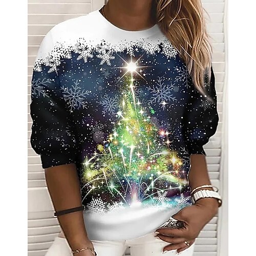 Women's Plus Size Christmas Tops Pullover Sweatshirt Snowflake Print 3/4 Length Sleeve Crew Neck Casual Daily Polyester Winter Fall Navy Blue
Women's Plus Size Christmas Tops Pullover Sweatshirt Snowflake Print 3/4 Length Sleeve Crew Neck Casual Daily Polyester Winter Fall Navy Blue