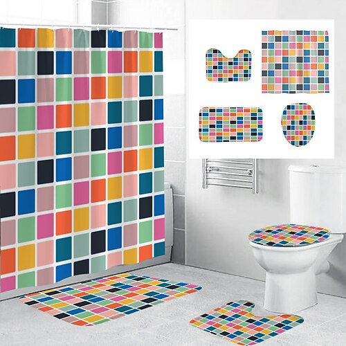Fabric shower curtain bathroom decoration four-piece set and modern and geometric patterns
Fabric shower curtain bathroom decoration four-piece set and modern and geometric patterns