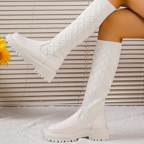Women's Boots Knee High Boots Block Heel Round Toe Classic Daily Walking Shoes PU Leather Loafer Winter Fall Solid Colored Beige Black
Women's Boots Knee High Boots Block Heel Round Toe Classic Daily Walking Shoes PU Leather Loafer Winter Fall Solid Colored Beige Black