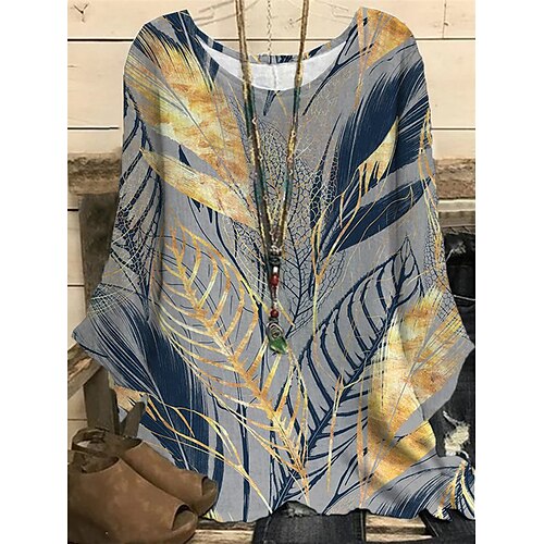 Women's Plus Size Tops Blouse Shirt Leaf Print Long Sleeve Crewneck Casual Daily Vacation Polyester Winter Fall Navy Blue
Women's Plus Size Tops Blouse Shirt Leaf Print Long Sleeve Crewneck Casual Daily Vacation Polyester Winter Fall Navy Blue