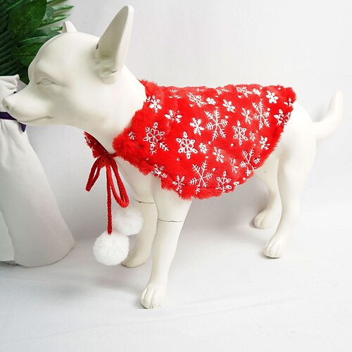 

Dog Cat Cloak Snowflake Stars Adorable Stylish Ordinary Casual Daily Outdoor Christmas Winter Dog Clothes Puppy Clothes Dog Outfits Warm Pink Red Costume for Girl and Boy Dog Fleece S M L XL