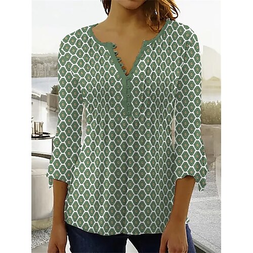 Women's Shirt Green Graphic Button Print 3/4 Length Sleeve Daily Weekend Streetwear Casual Round Neck Regular S
Women's Shirt Green Graphic Button Print 3/4 Length Sleeve Daily Weekend Streetwear Casual Round Neck Regular S