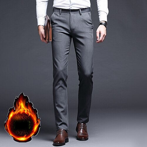 Men's Dress Pants Fleece Pants Winter Pants Trousers Pocket Straight Leg Solid Color Comfort Warm Daily Going out Streetwear Stylish Classic Style Blue Grey Micro-elastic
Men's Dress Pants Fleece Pants Winter Pants Trousers Pocket Straight Leg Solid Color Comfort Warm Daily Going out Streetwear Stylish Classic Style Blue Grey Micro-elastic