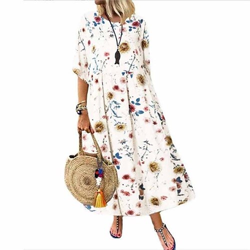 Women's Casual Dress Swing Dress Long Dress Maxi Dress Yellow Navy Blue White Half Sleeve Floral Print Winter Fall Crew Neck Vacation Casual Loose Fit 2022 S M L XL XXL 3XL
Women's Casual Dress Swing Dress Long Dress Maxi Dress Yellow Navy Blue White Half Sleeve Floral Print Winter Fall Crew Neck Vacation Casual Loose Fit 2022 S M L XL XXL 3XL