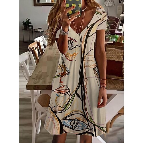 Women's Casual Dress Shift Dress Khaki Short Sleeve Abstract Print Spring Summer V Neck 2022 S M L XL XXL 3XL
Women's Casual Dress Shift Dress Khaki Short Sleeve Abstract Print Spring Summer V Neck 2022 S M L XL XXL 3XL