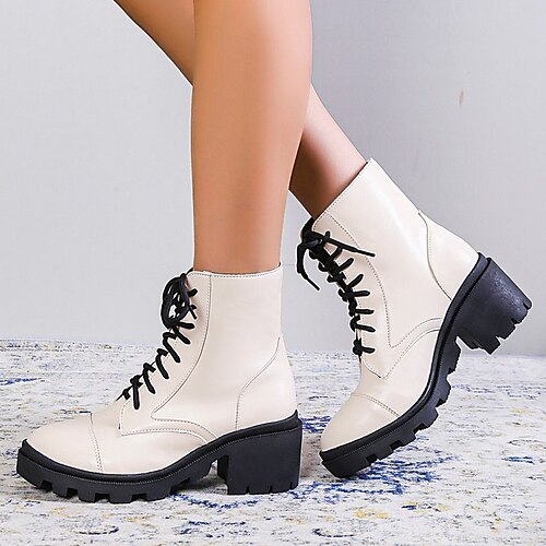 Women's Boots Daily Combat Boots Plus Size Booties Ankle Boots Winter Chunky Heel Round Toe Casual PU Leather Lace-up White
Women's Boots Daily Combat Boots Plus Size Booties Ankle Boots Winter Chunky Heel Round Toe Casual PU Leather Lace-up White
