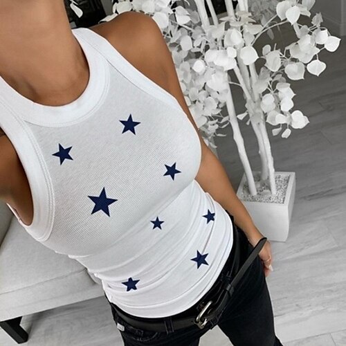 Women's Tank Top Camis Black Blue White Star Print Sleeveless Casual Basic Round Neck Regular Geometric S
Women's Tank Top Camis Black Blue White Star Print Sleeveless Casual Basic Round Neck Regular Geometric S