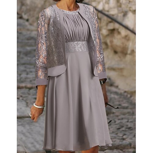 Women's Dress Set Two Piece Dress Knee Length Dress Dark Gray 3/4 Length Sleeve Pure Color Ruched Layered Print Fall Winter Crew Neck Stylish Modern 2022 S M L XL XXL 3XL
Women's Dress Set Two Piece Dress Knee Length Dress Dark Gray 3/4 Length Sleeve Pure Color Ruched Layered Print Fall Winter Crew Neck Stylish Modern 2022 S M L XL XXL 3XL